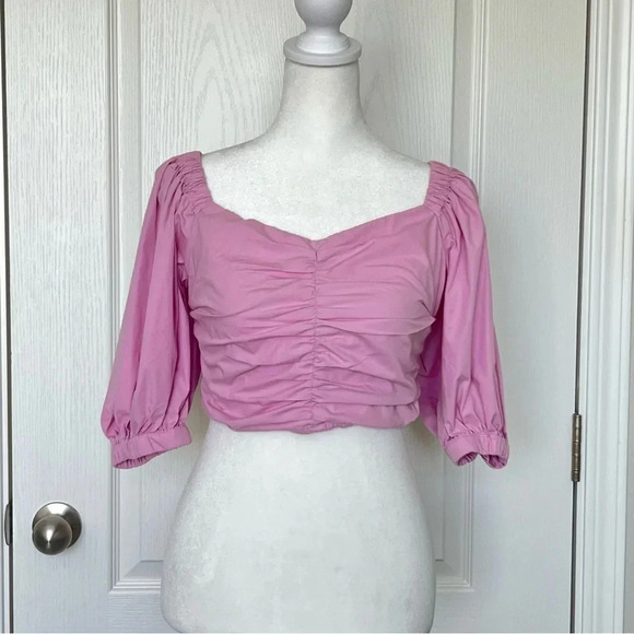 Abercrombie & Fitch Women’s Puffed Sleeve Top Pink Size Small - Picture 3 of 10